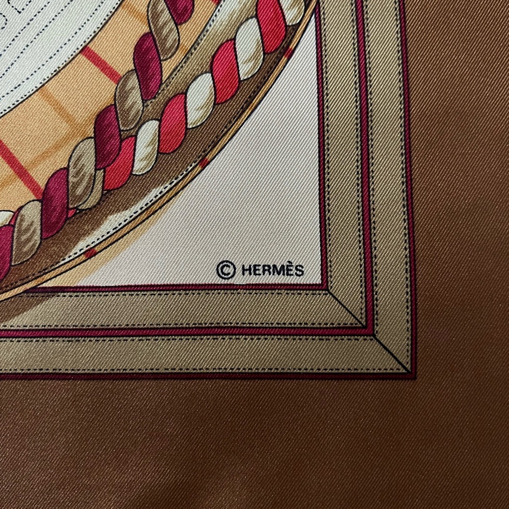 Hermes Gold and Red Silk Scarf - Picture 7 of 9